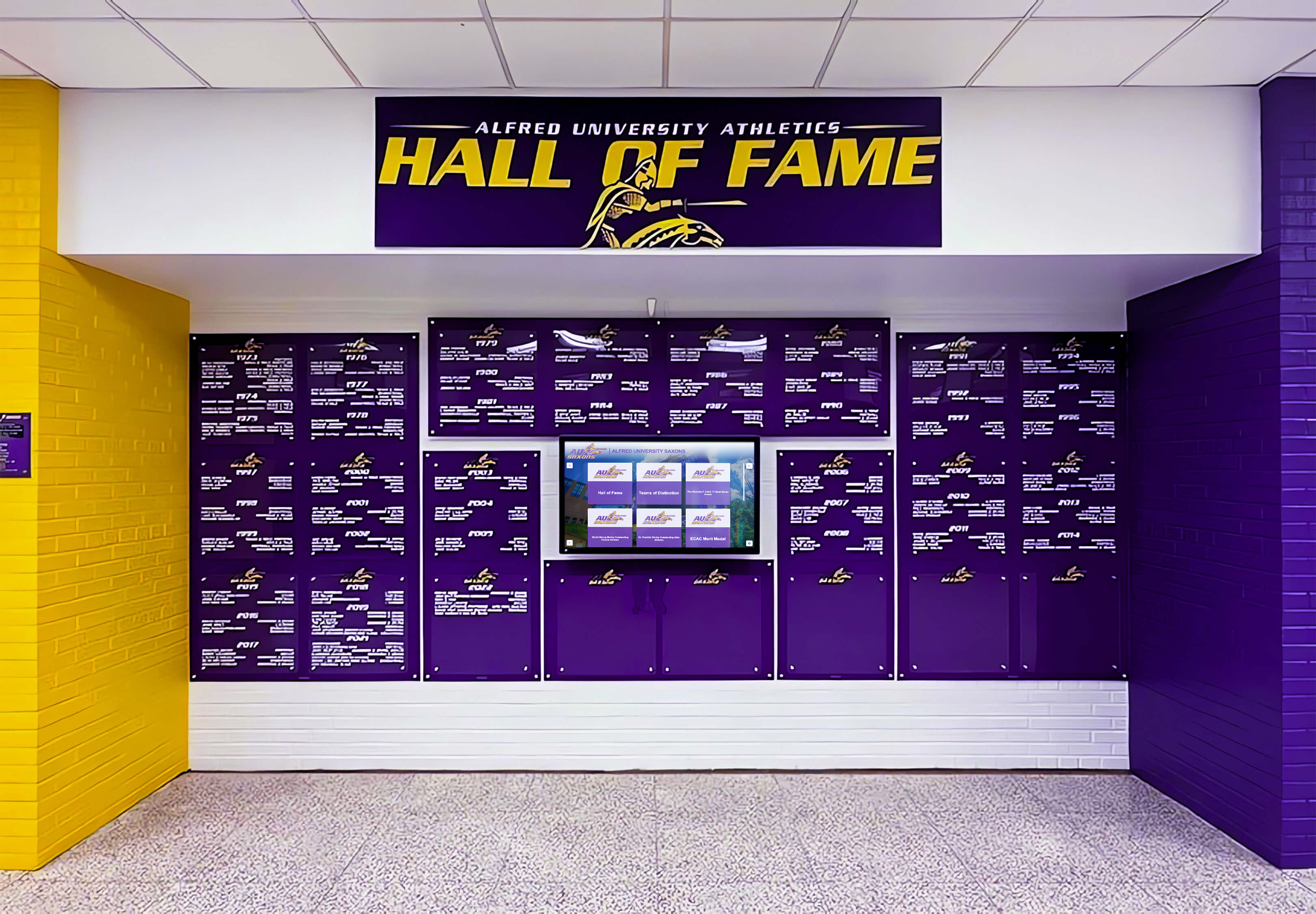 Athletic facility with team displays