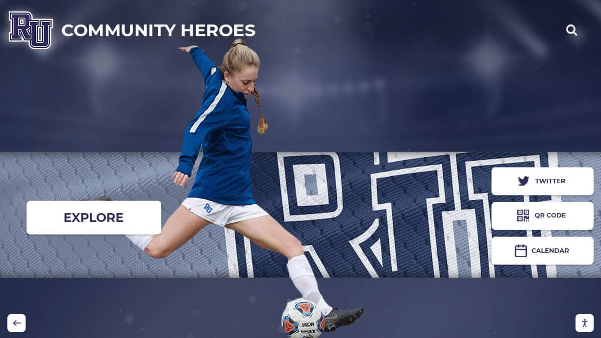 Female athlete on community heroes display